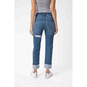 NWT! Nature Denim Women's Distressed Ripped Mom Jeans Medium Stone Wash Sz 6/28